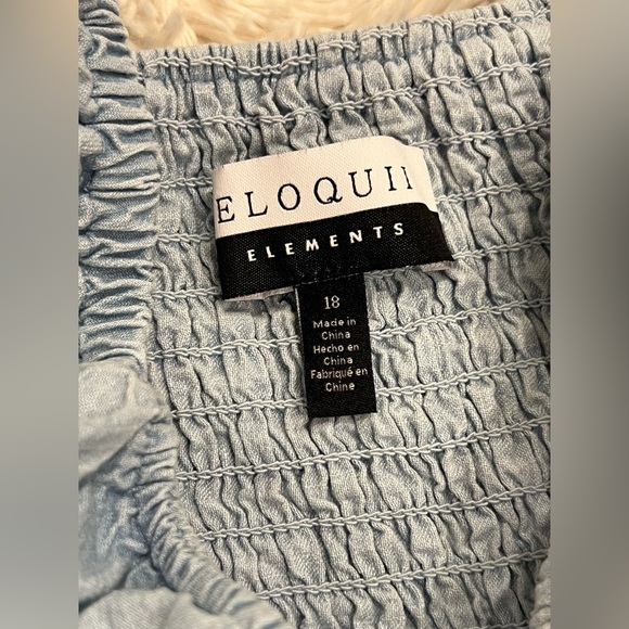 Eloquii Women’s Smocked Bodice Midi Dress Plus Size 18 Chambray Peasant Prairie - Picture 6 of 7